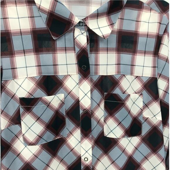 Prana Nautical Plaid Snap Front Flit Maxi Shirt Womens L - Picture 5 of 11